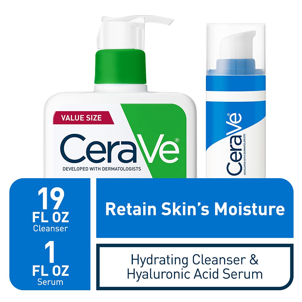 CeraVe Hydrating Cleanser & Hyaluronic Acid Serum Set, 562 ml (19 fl oz) + 30 ml (1 fl oz) — alternate product view