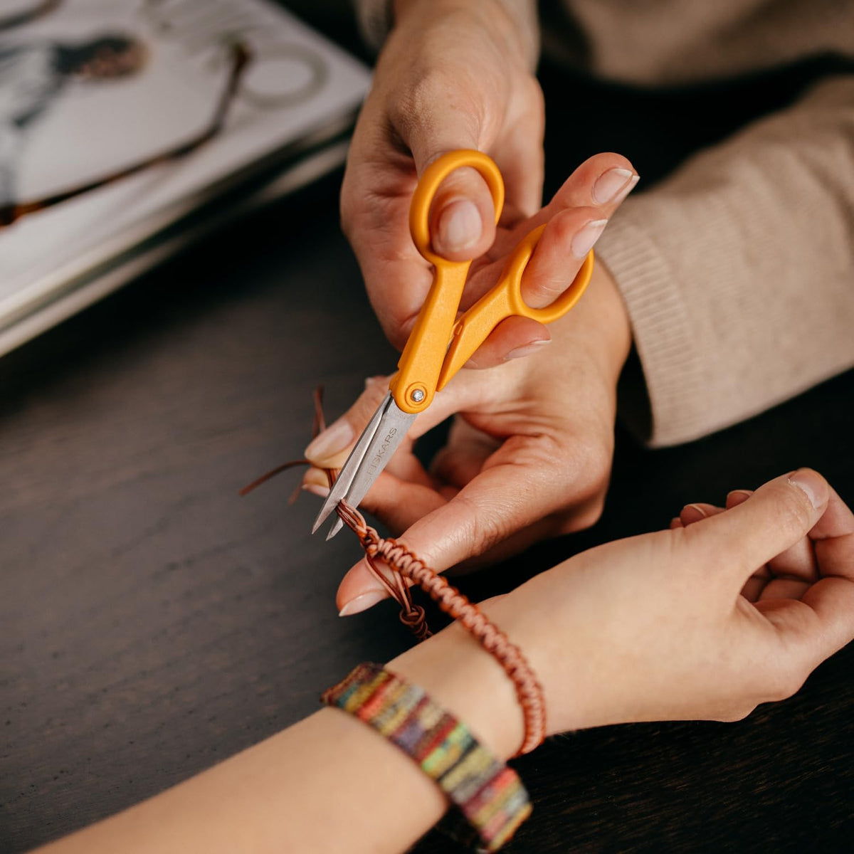 Fiskars 5 Inch Orange-Handled Micro-Tip Fabric Scissors No. 5 - view 2