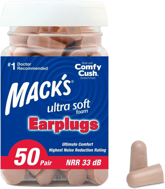 Mack's Ultra Soft Foam Earplugs, 50 Pair, 33 dB NRR