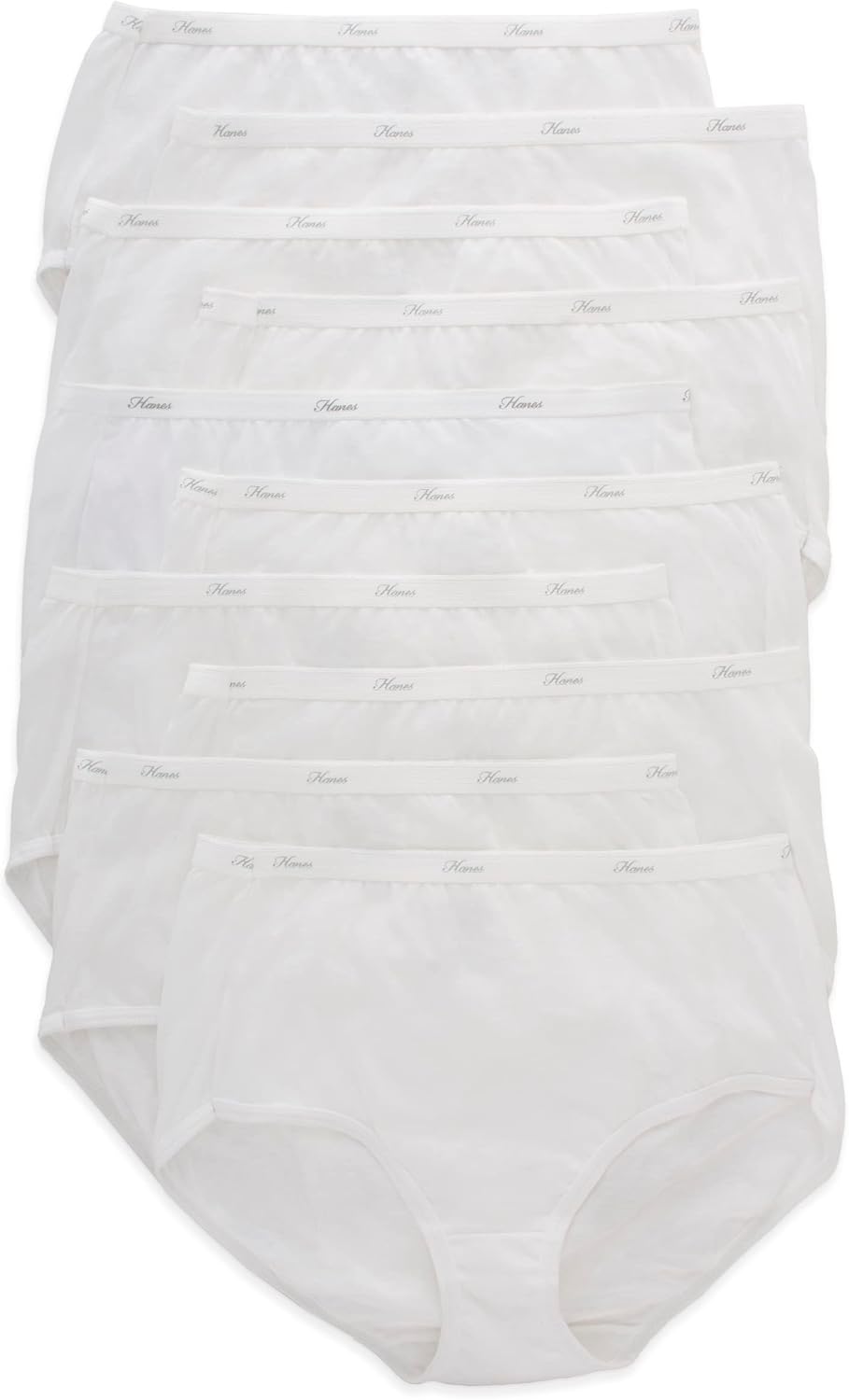 Hanes Women's Cotton Briefs, White, US Size 7, Pack of 10 — product view