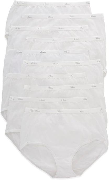Hanes Women's Cotton Briefs, 10 Pack, White, US Size 7