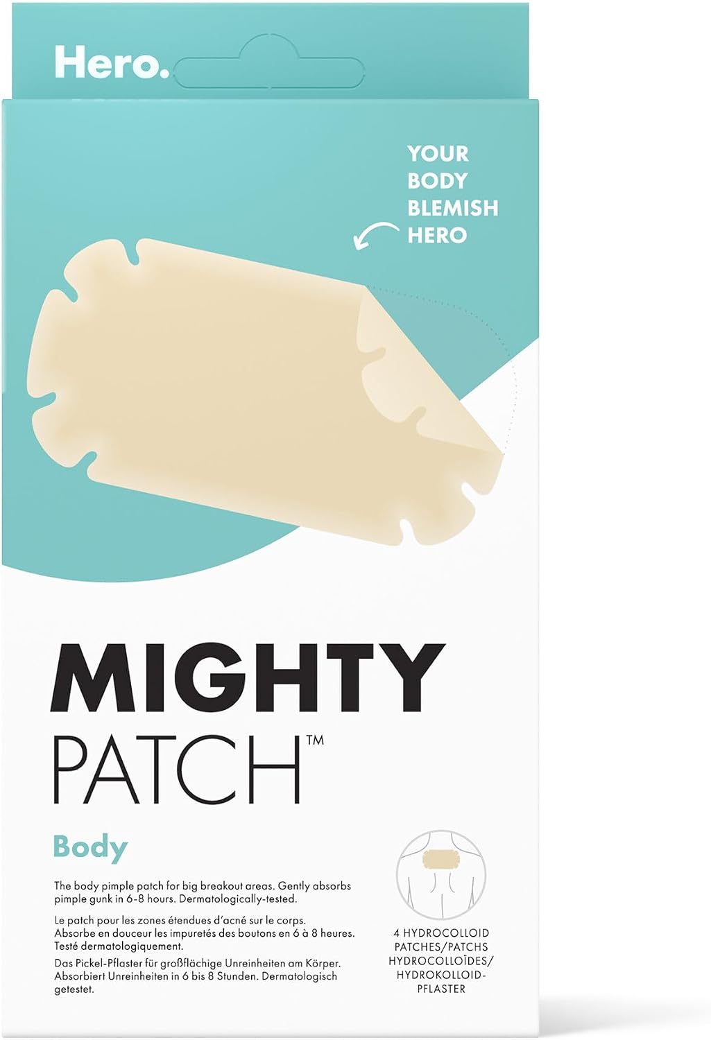 Hero Mighty Patch Body XXL Hydrocolloid Patches, 4 Count