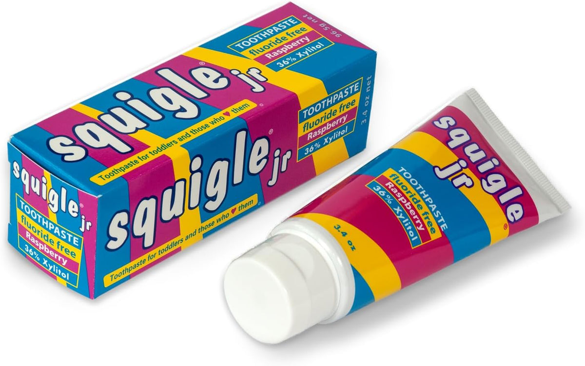 Squigle Jr Kids Fluoride-Free Xylitol Toothpaste Raspberry — product view
