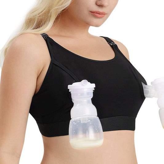 Momcozy Hands Free Pumping and Nursing Bra, Black, Medium