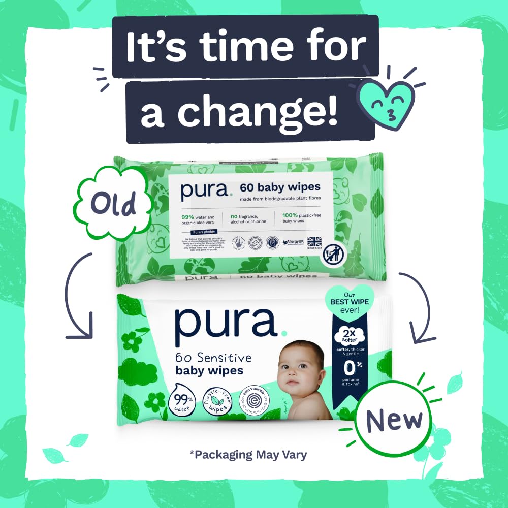 Pura Unscented Baby Wipes for Sensitive Skin with Aloe Vera, 600 Wipes - view 2