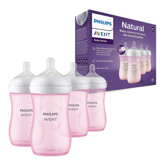 Philips Avent Natural Baby Bottles, Medium Flow, 9 oz (270 ml), Pack of 4
