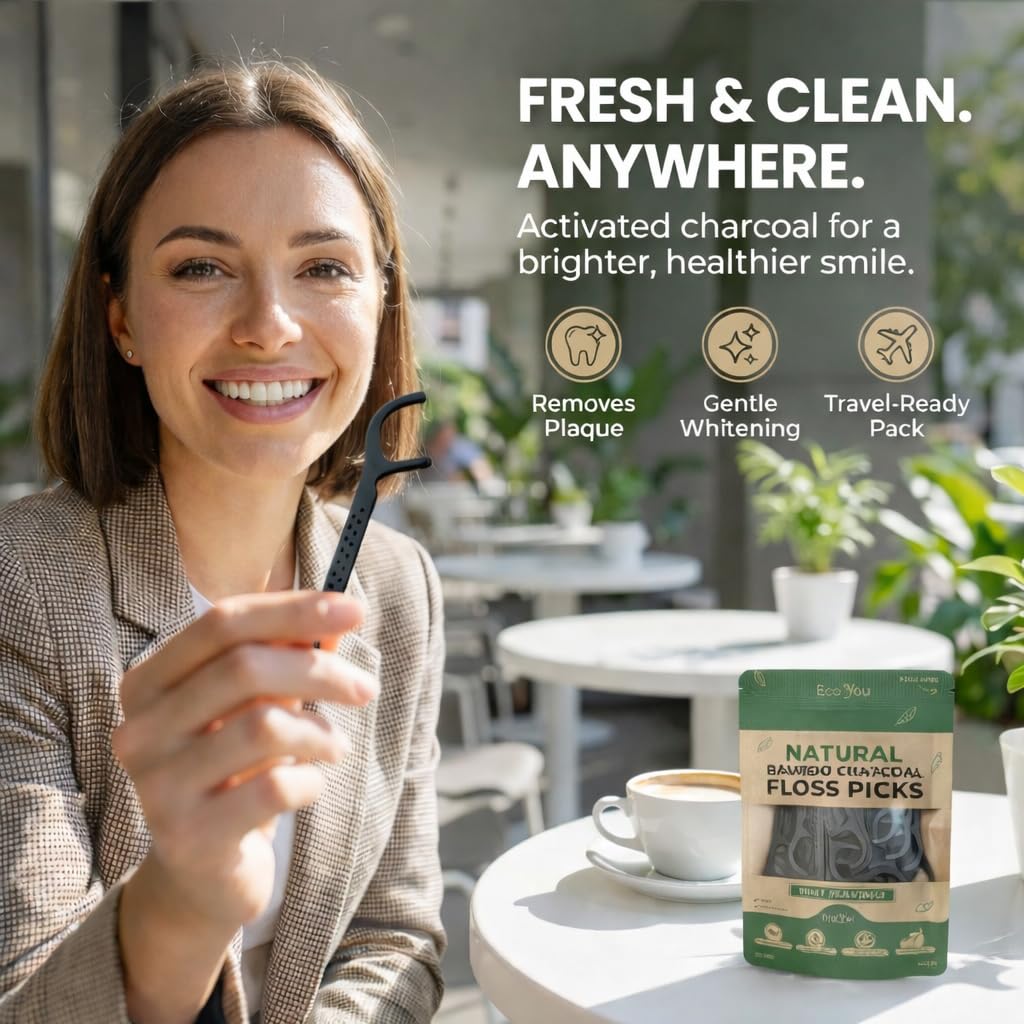 EcoYou Biodegradable Floss Picks, Mint, 50 Count - view 5