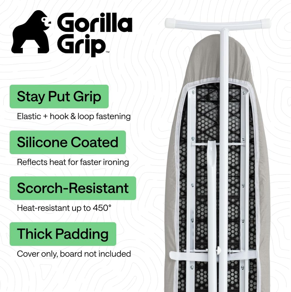 Gorilla Grip Padded Ironing Board Cover, 15 x 54 Inches, Silver - view 2