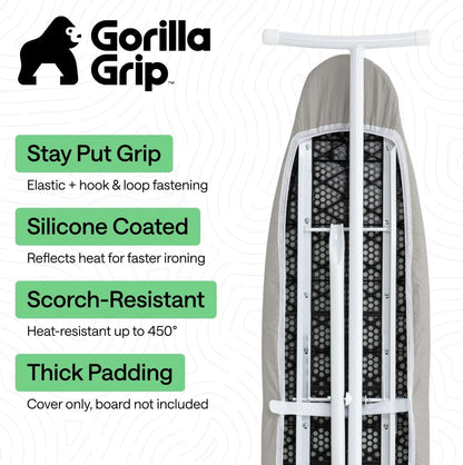 Gorilla Grip Padded Ironing Board Cover, 15 x 54 Inch, Silver - view 2