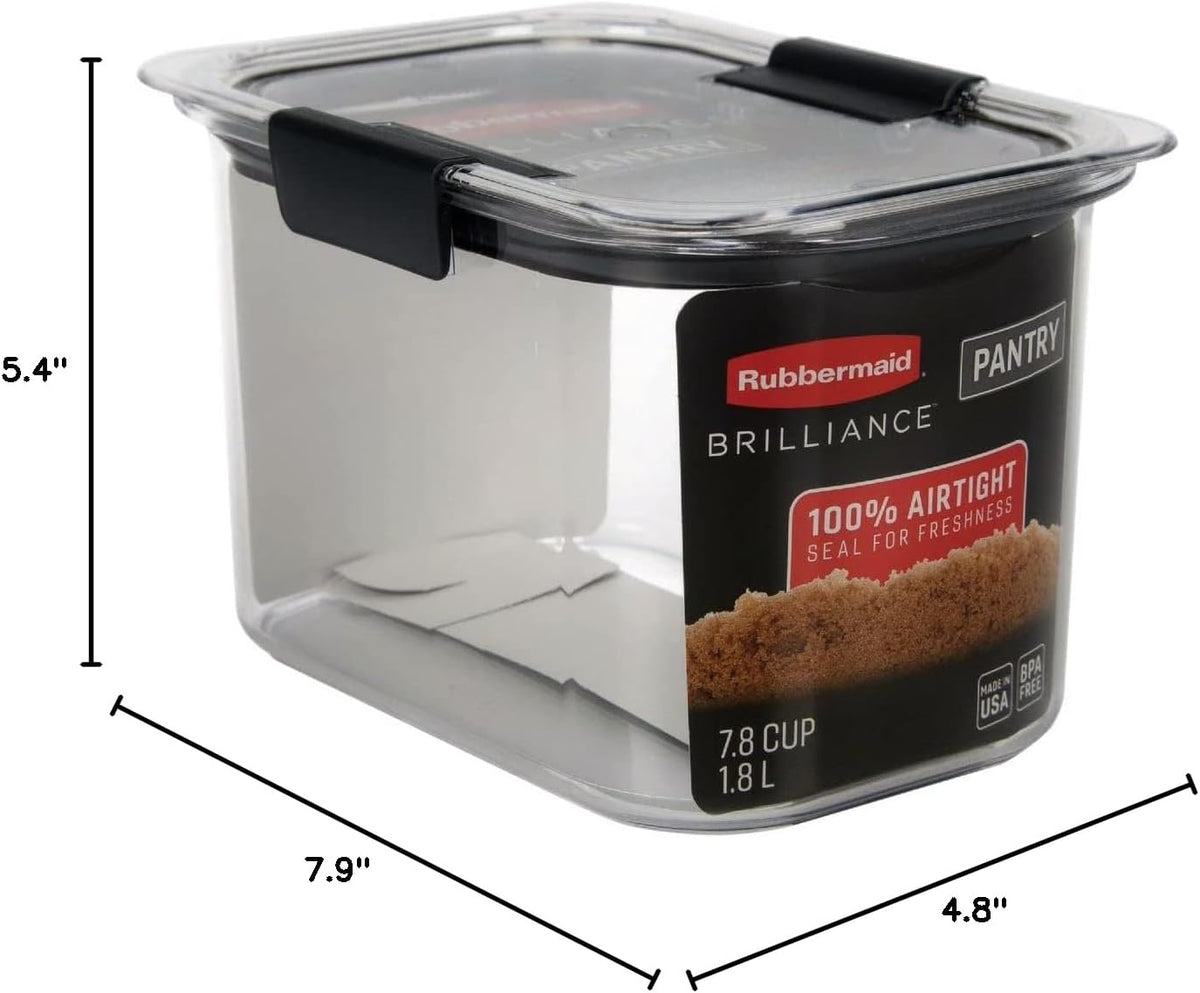Rubbermaid Brilliance Airtight Food Container, 7.8 Cup, Clear/Grey — alternate product view