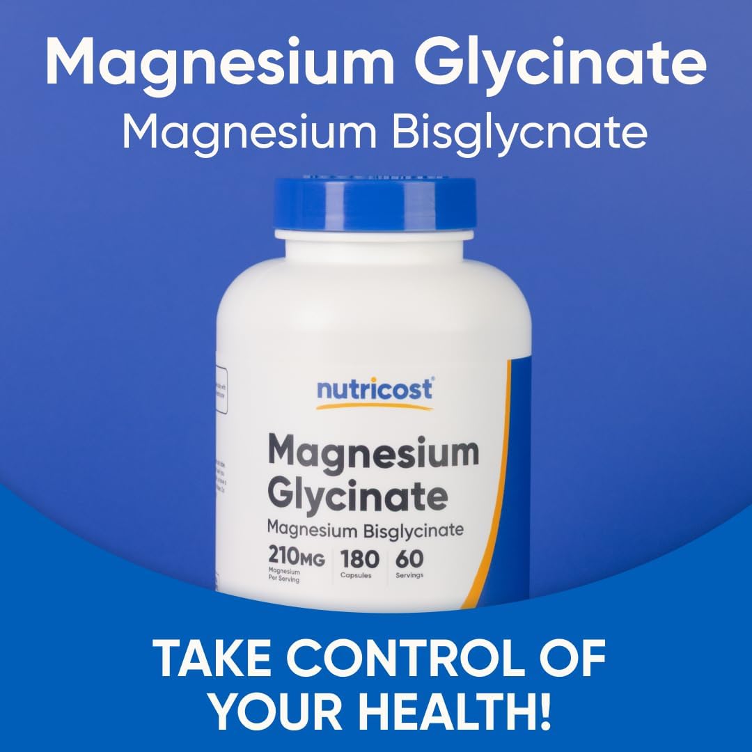 Nutricost Magnesium Glycinate, 210 mg per Serving, 180 Capsules - view 5
