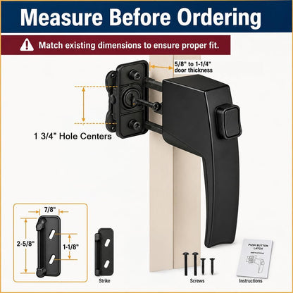PRIME-LINE Push Button Latch Set for Screen & Storm Doors, Black - view 5