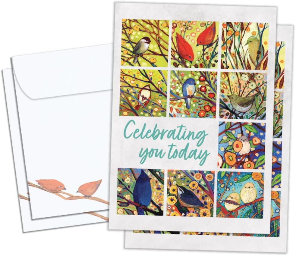 Tree-Free Greetings Bird Celebration Birthday Cards, Pack of 2