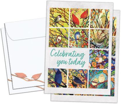 Tree-Free Greetings Bird Celebration Birthday Cards, Pack of 2