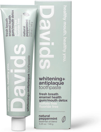 Davids Natural Whitening Toothpaste Fluoride Free Peppermint 5.25 oz