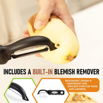 Spring Chef Original Swivel Vegetable Peeler, Soft Grip, Black - view 6