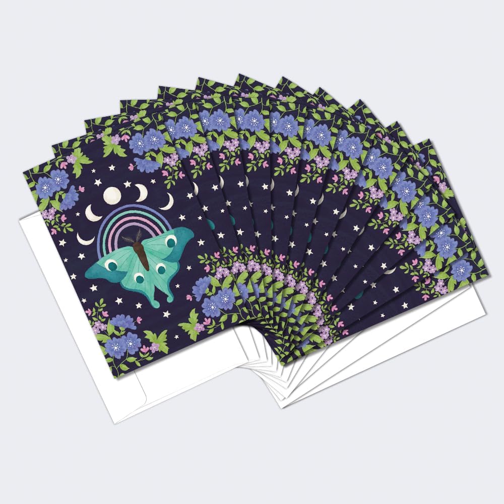 Tree-Free Greetings Lunar Moth All Occasion Notecards 4 x 6 Inch, Pack of 12