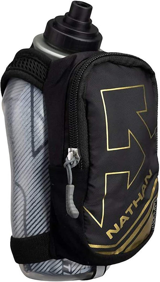 Nathan SpeedDraw Plus Insulated Flask 18 oz, Black/Metallic Gold