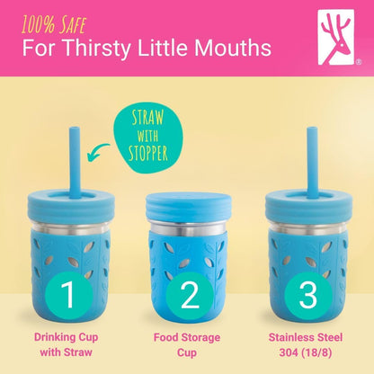 Elk and Friends 10 oz Steel Kids Mason Jars with Sleeves, 4 Pack - view 3
