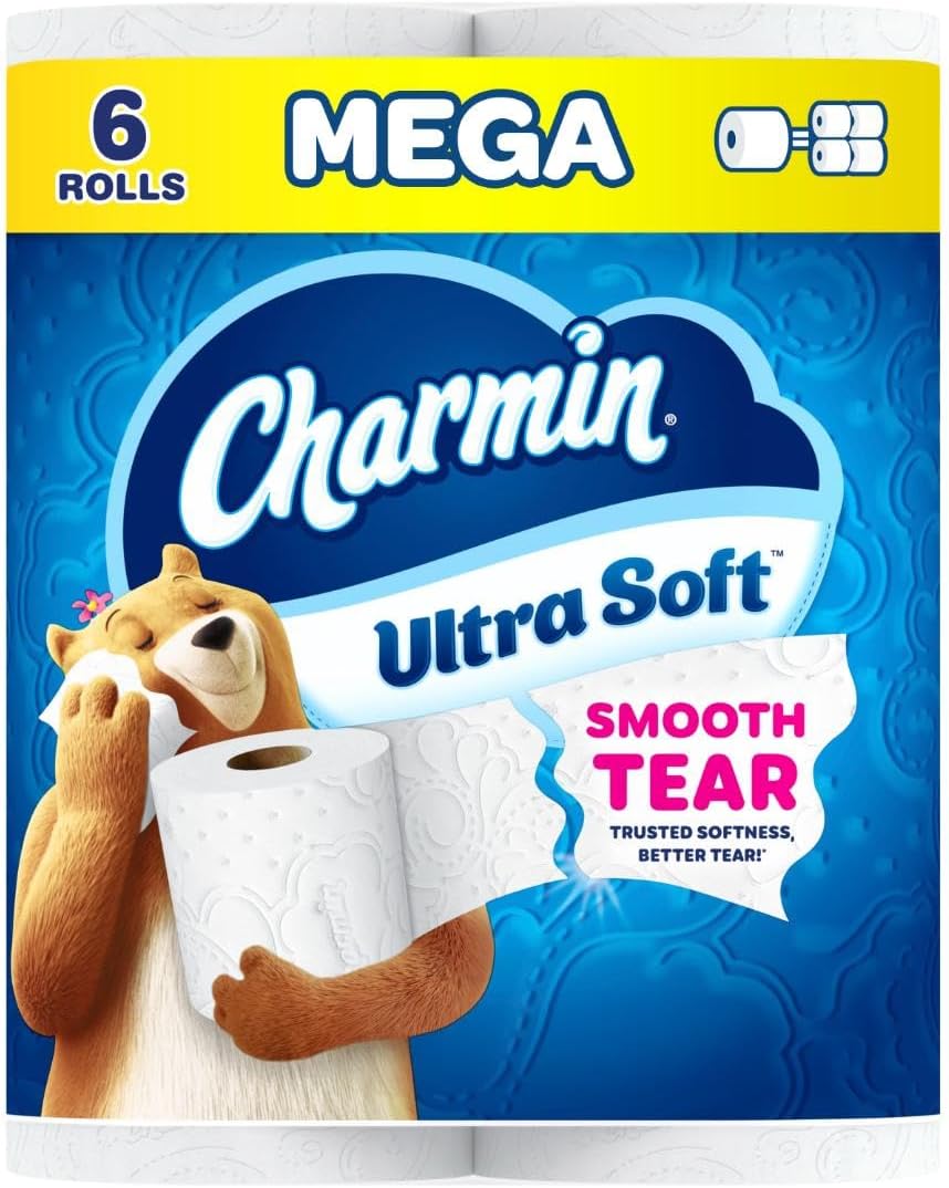 Charmin Ultra Soft Toilet Paper, 6 Mega Rolls, 2-Ply (208 Sheets)