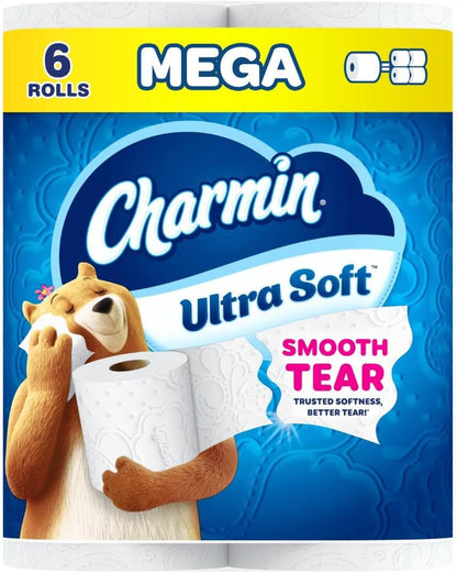 Charmin Ultra Soft Toilet Paper, 6 Mega Rolls, 2-Ply (208 Sheets)
