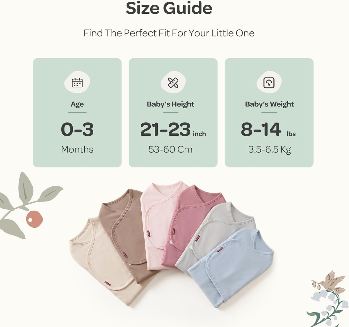 Momcozy Quiet Fastener Baby Swaddle, 0-3 Months, Serenity, Pack of 2 — alternate product view