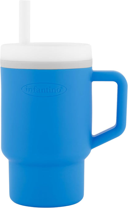 Infantino My 1st Tumbler Silicone Cup with Straw and Handle, 9 fl oz, Ocean