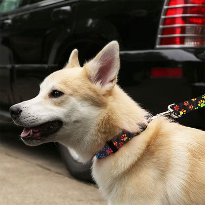Moose Pet Wear Deluxe Dog Leash 1 Inch x 4 Feet, Puppy Paws Pink on Black - view 2