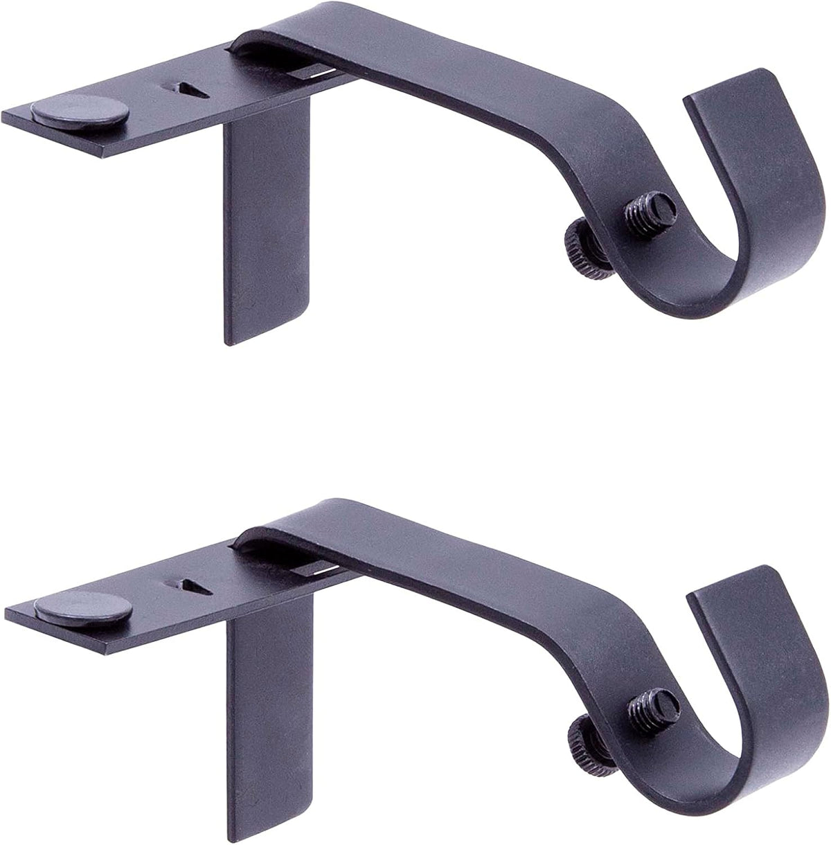 Kenney Fast Fit 5/8" No Measure Curtain Rod Brackets, Matte Black — product view