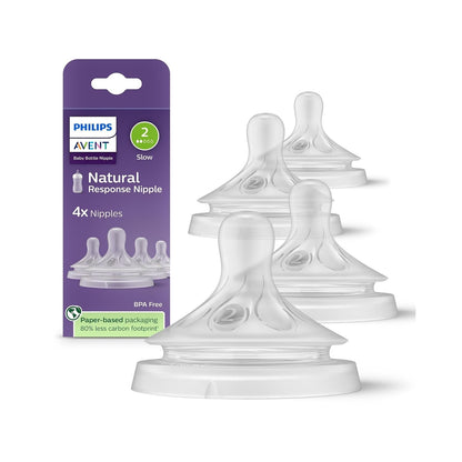 Philips Avent Natural Response Baby Bottle Teats, Slow Flow, 4 Pack