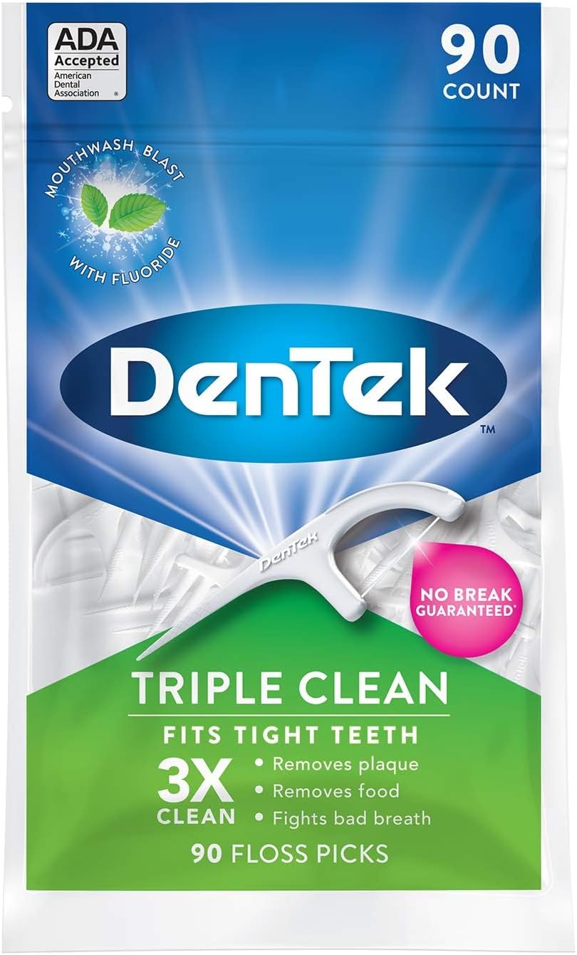 DenTek Triple Clean Floss Picks, Mint, 90 Count — product view