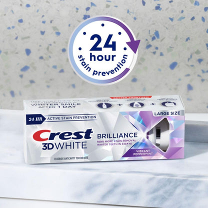 Crest Toothpaste 3D White Brilliance Vibrant Peppermint, 4.6 Oz (Pack of 3)