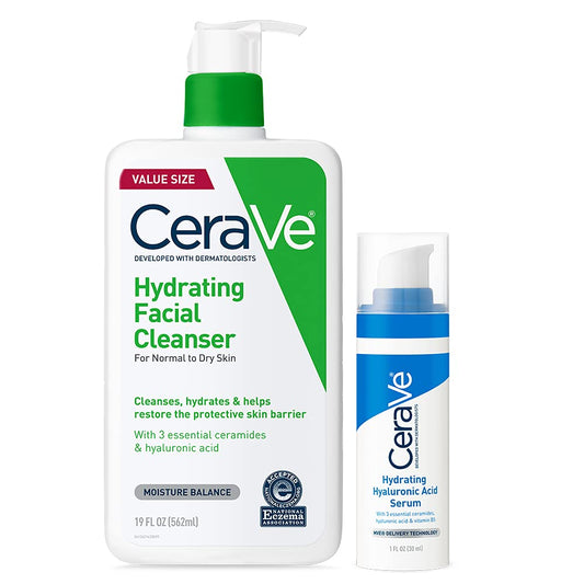 CeraVe Hydrating Cleanser & Hyaluronic Acid Serum Set, 19 fl oz + 1 fl oz