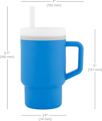 Infantino My 1st Tumbler Silicone Cup with Straw and Handle, 9 fl oz, Ocean - view 3