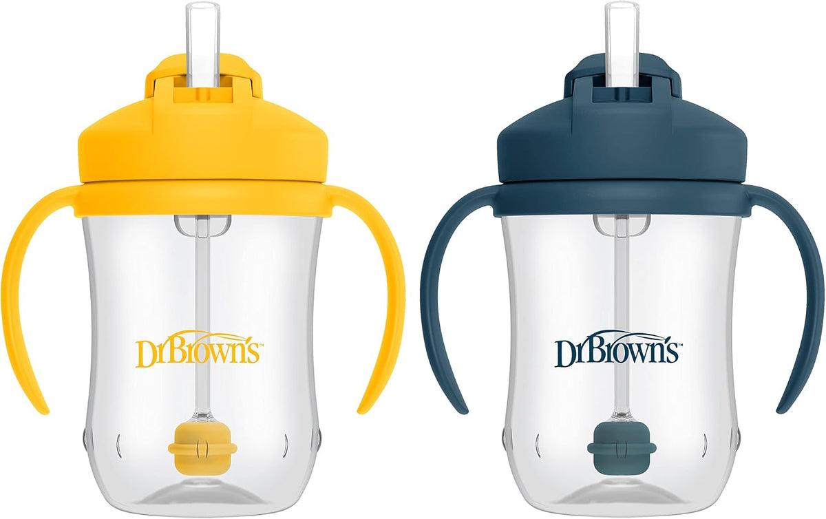 Dr. Brown's Milestones Baby's First Straw Cup, Blue & Yellow, 2 Pack — product view