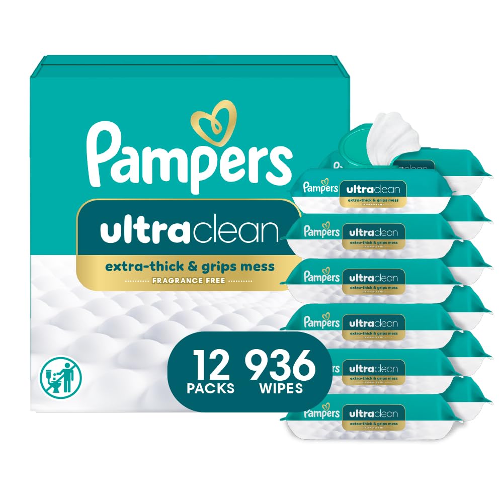 Pampers Ultraclean Baby Wipes, Unscented, 12 Flip-Top Packs, 936 Wipes — product view