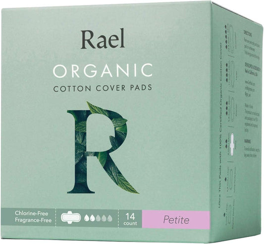 Rael Organic Cotton Cover Pads, Petite, 14 Count