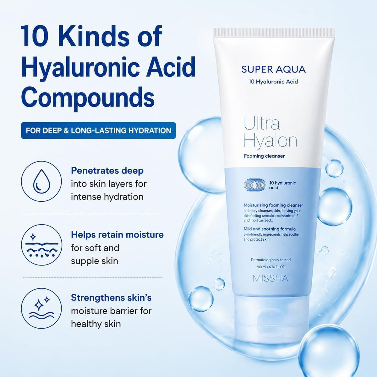 Missha Super Aqua Ultra Hyalron Cleansing Foam 150 ml - view 5