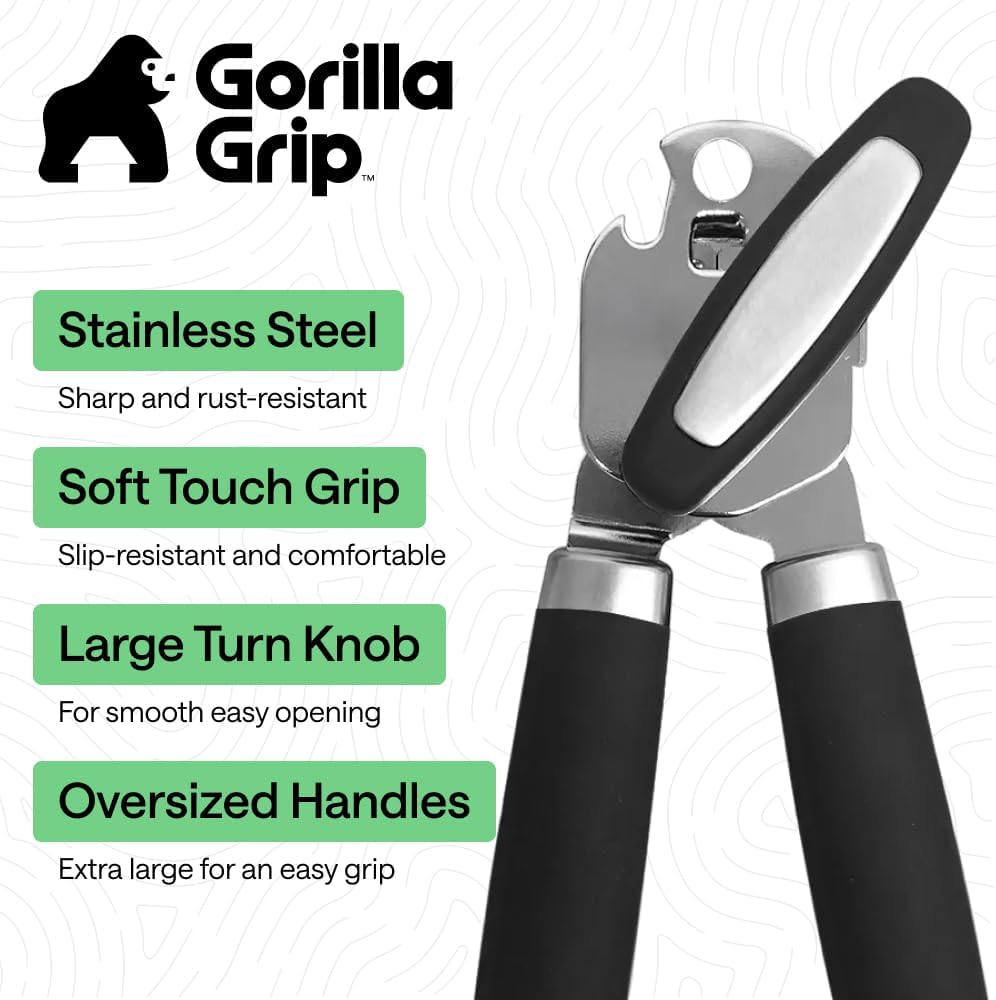 Gorilla Grip Stainless Steel Manual Can Opener, Black — alternate product view
