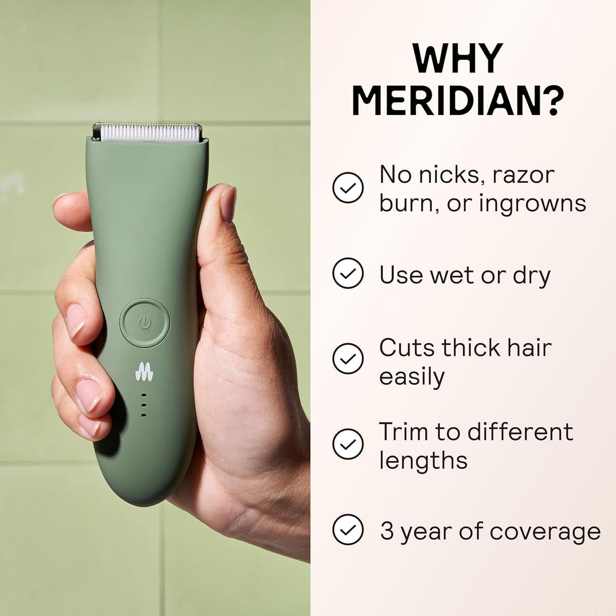 Meridian The Trimmer Original Body Hair Trimmer, Sage - view 2