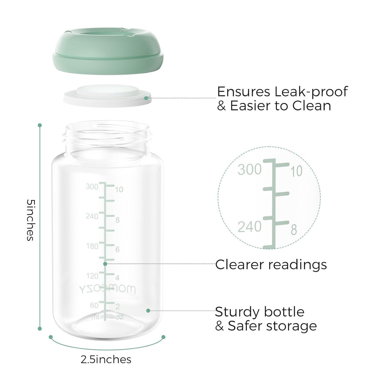 Momcozy Natural Wide-Neck Baby Bottles, 11 oz (330 ml), BPA-Free - view 6