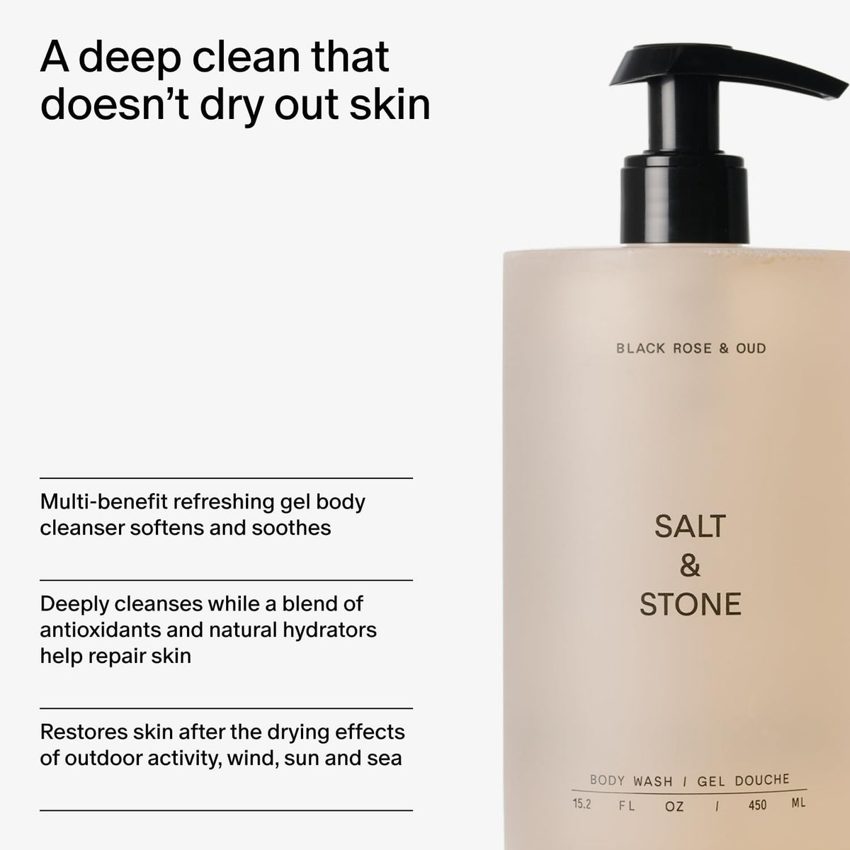 Salt & Stone Body Wash Black Rose & Oud 15.2 fl oz - view 5