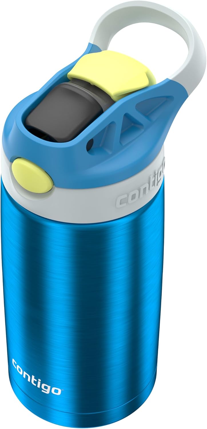 Contigo Autospout Kids Water Bottle with Straw, 13 oz, Blue Poppy/Glacier - view 4