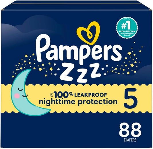 Pampers ZZZ Overnight Nappies, Size 5 (20-37 lbs), 88 Count