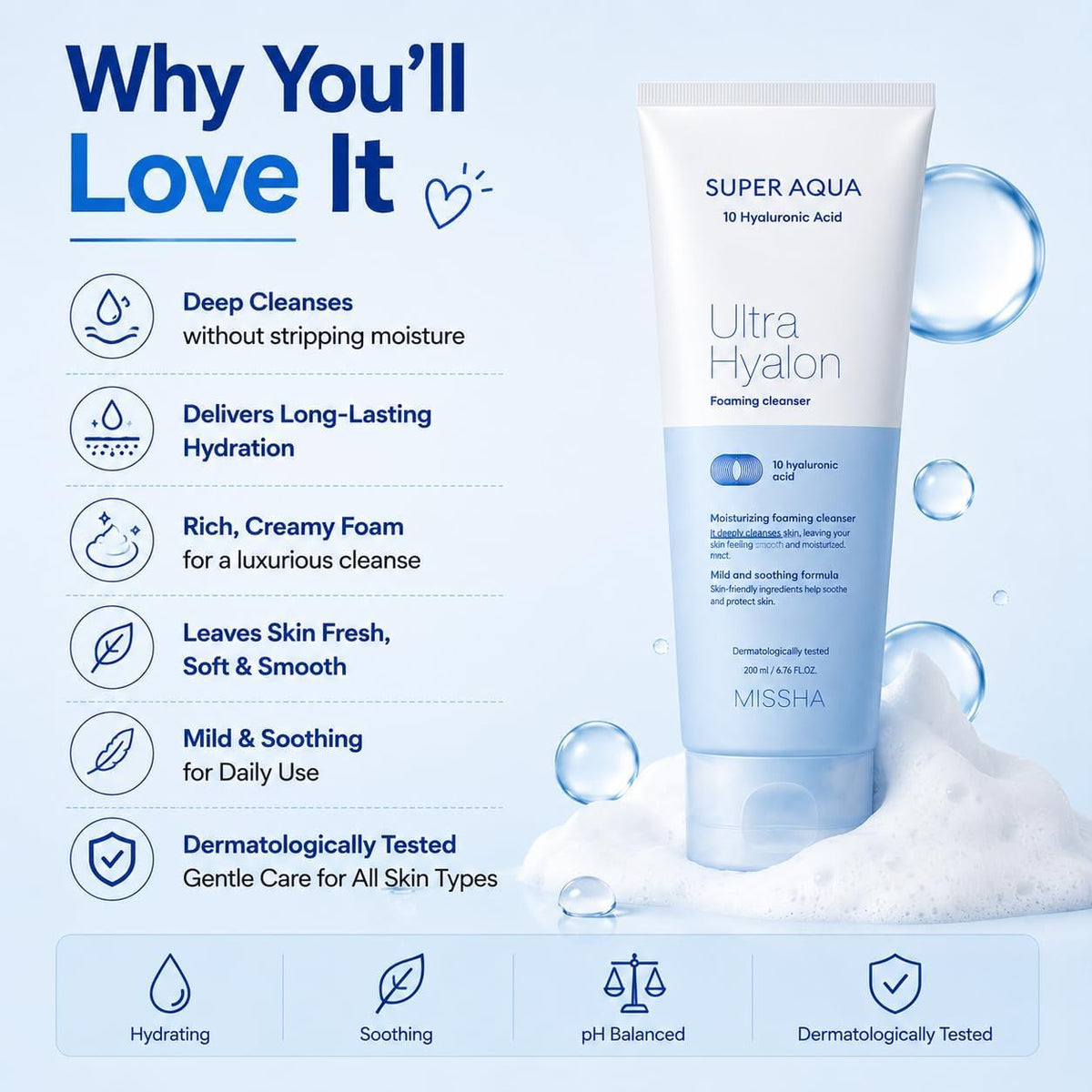 Missha Super Aqua Ultra Hyalron Cleansing Foam 150 ml - view 3