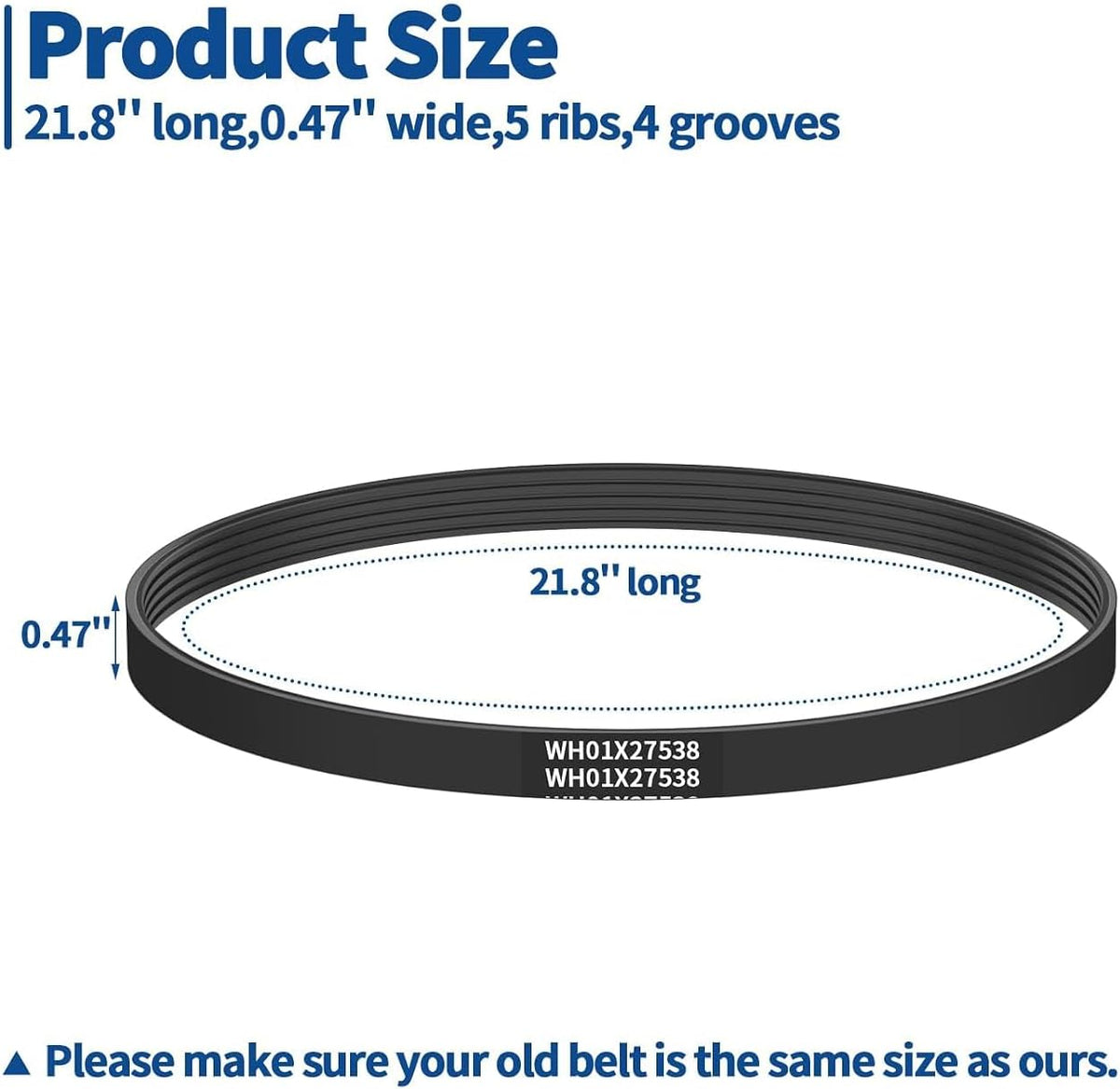 GE WH01X27538 Washer Drive Belt — alternate product view