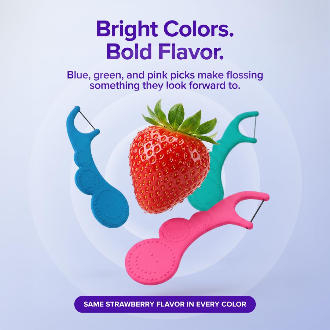 Burst Kids Flossers, Strawberry, 90 Count - view 6