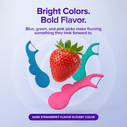 Burst Kids Flossers, Strawberry, 90 Count - view 6