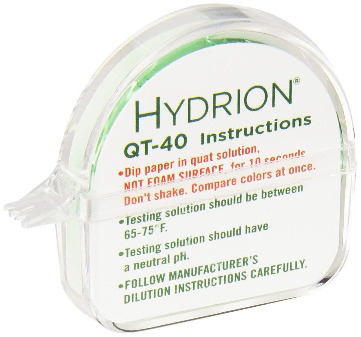 Hydrion QT-40 Quat Sanitiser Test Tape, 0-500 ppm, 15 ft Roll - view 3