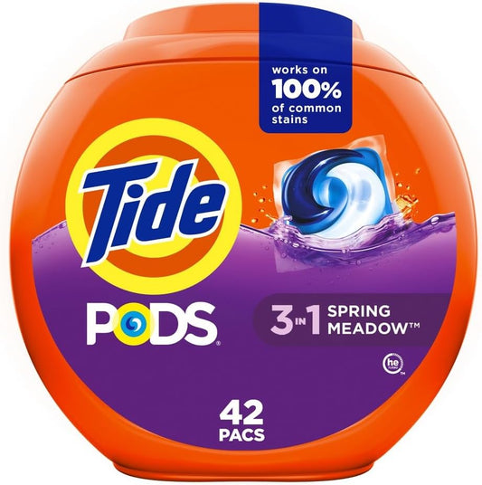Tide PODS Liquid Detergent Pacs, Spring Meadow, 42 Count